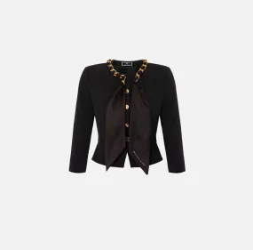 GIT7041E2 Crepe jacket with foulard scarf chain