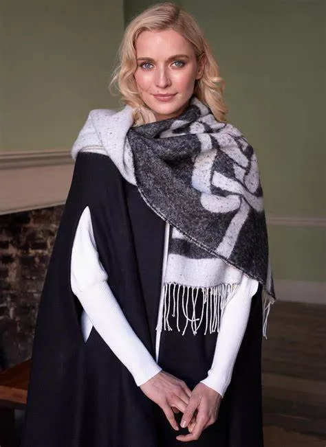 Grey & Black Celtic Knot Wrap Scarf