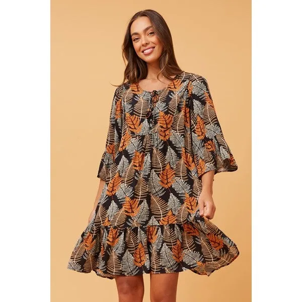 HAILEY LEAF PRINT SHORT DRESS