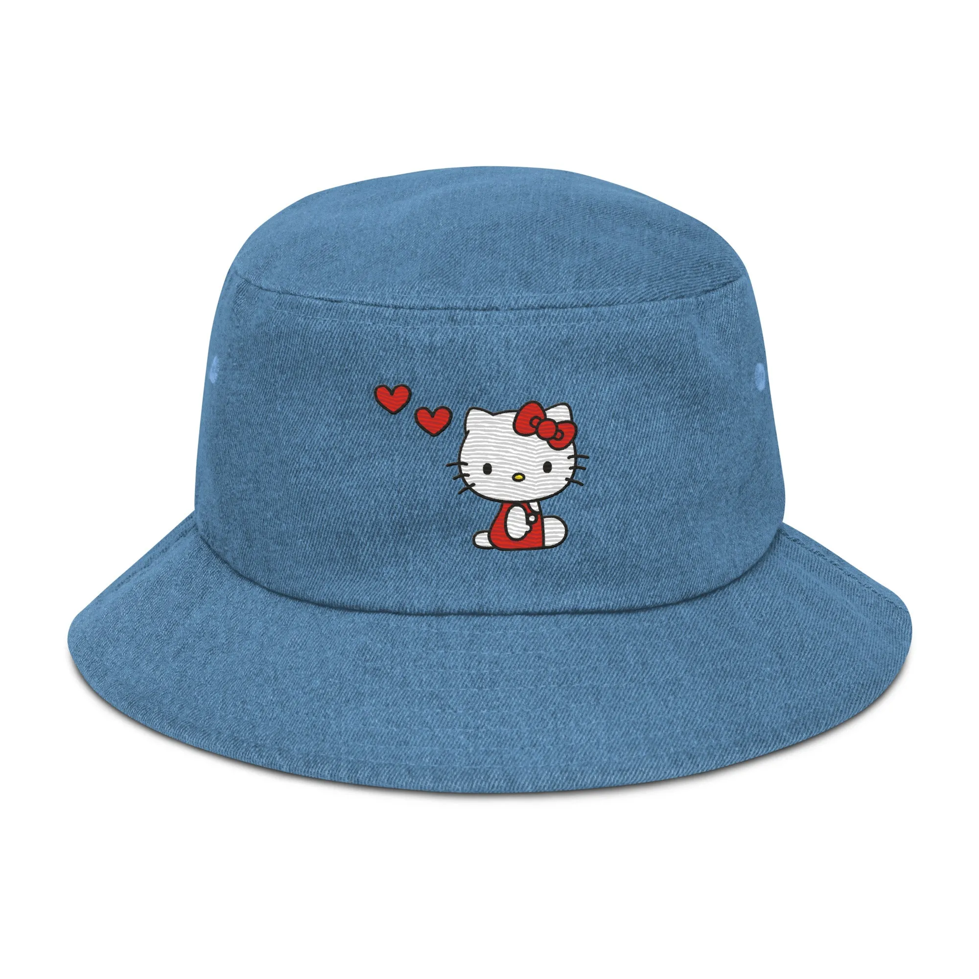 Hello Kitty Embroidered Denim Bucket Hat