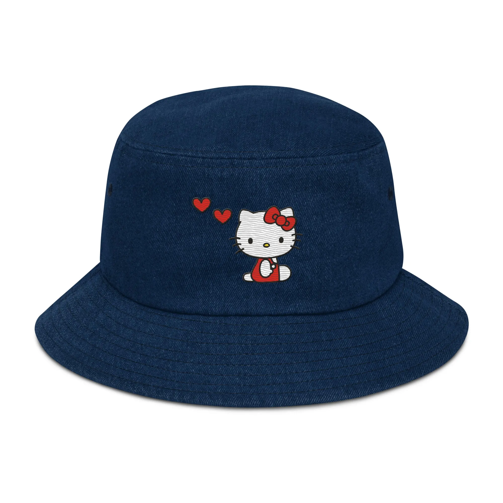 Hello Kitty Embroidered Denim Bucket Hat