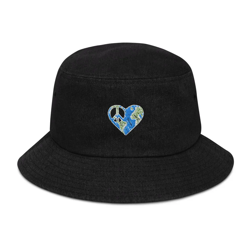 I heart Peace denim bucket hat