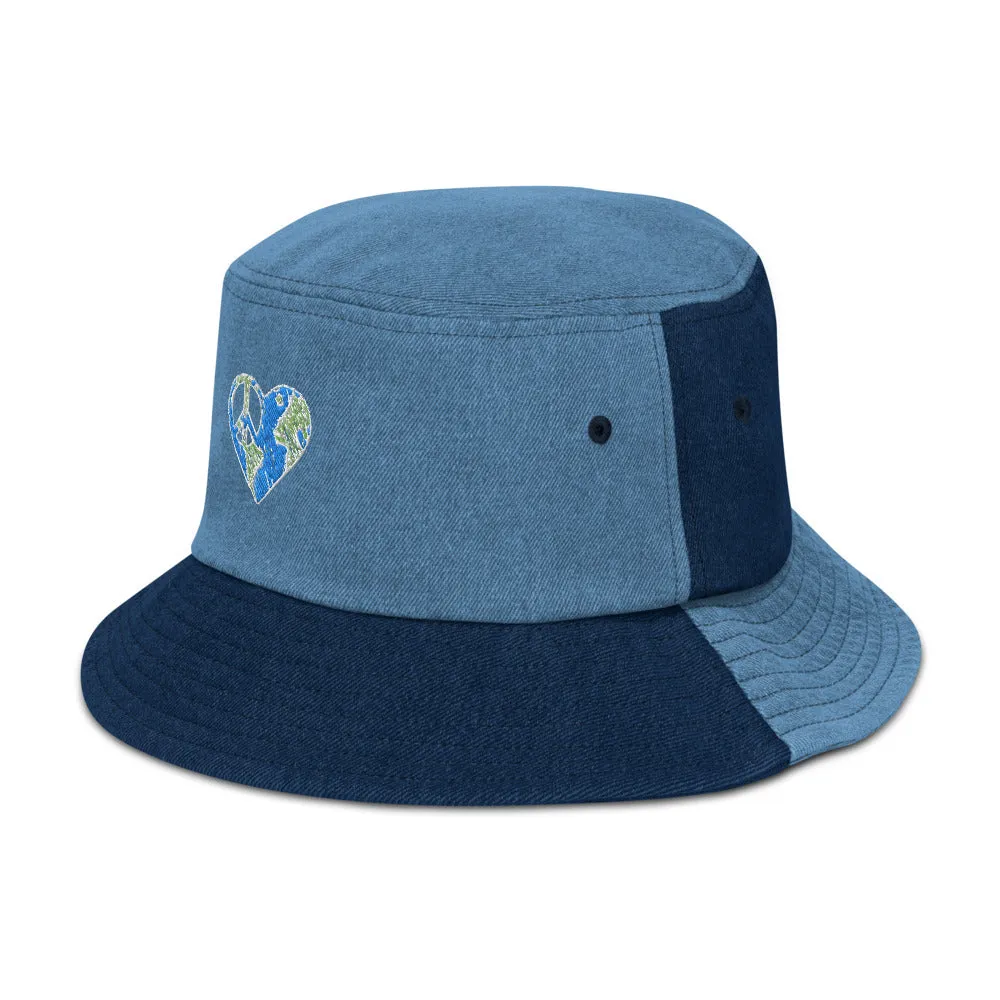 I heart Peace denim bucket hat