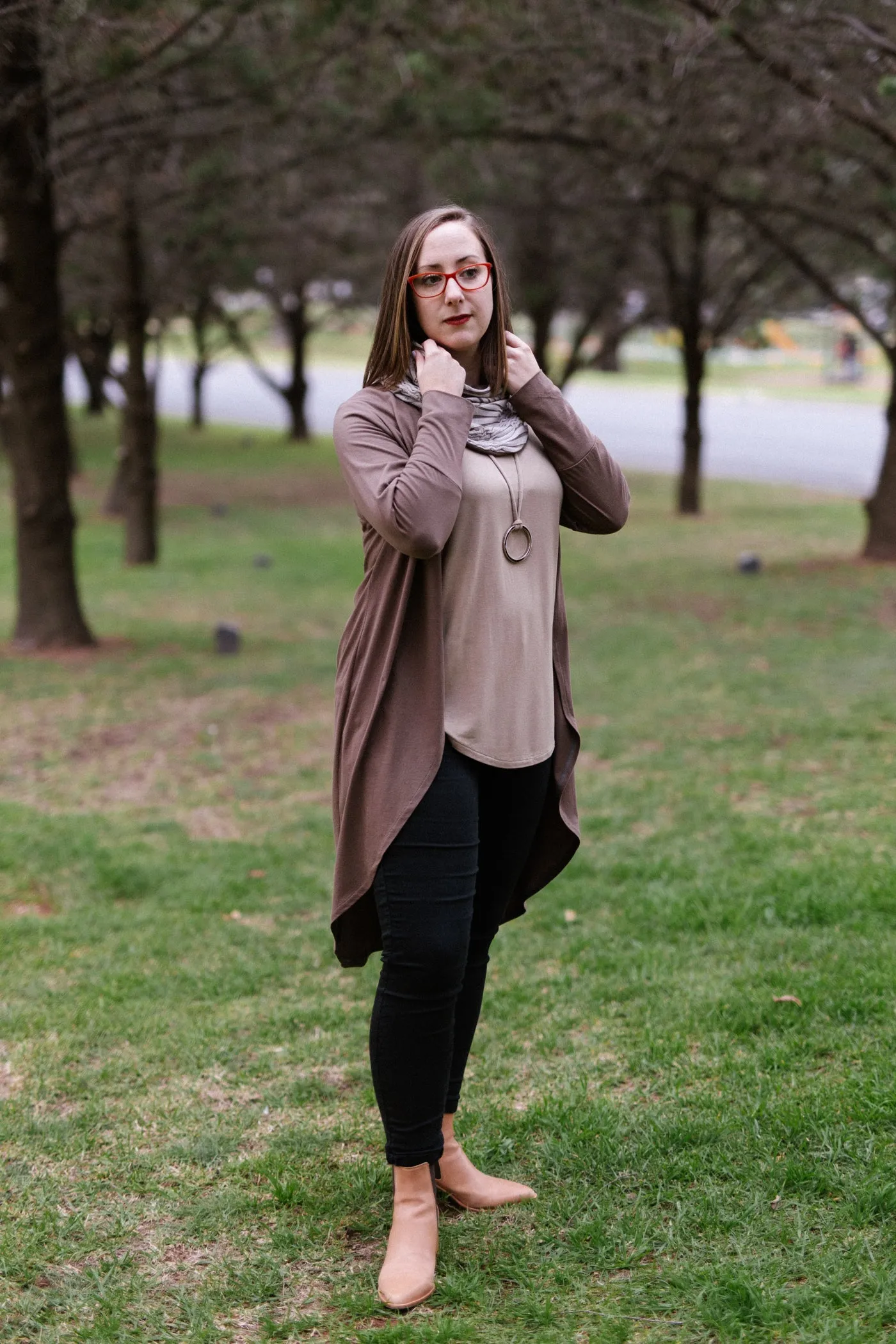 JANESSA Reversible Scarf in Sand Ripples with Taupe