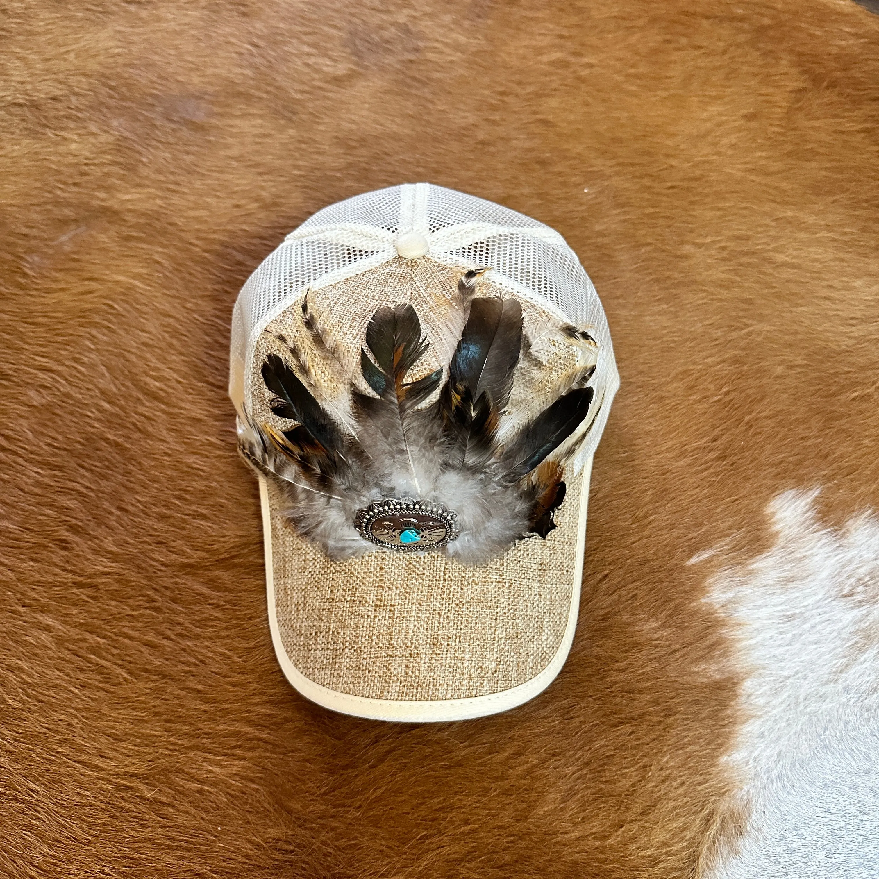 Jute Feather Plum Trucker Hat