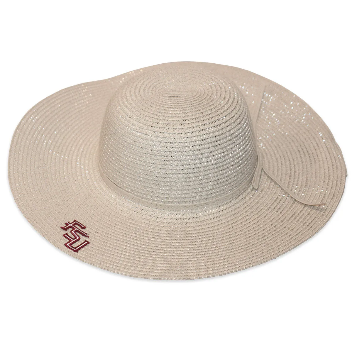 Logofit Women's Stacked FSU Logo Paper Straw Wide Brim Sun Hat - Stone