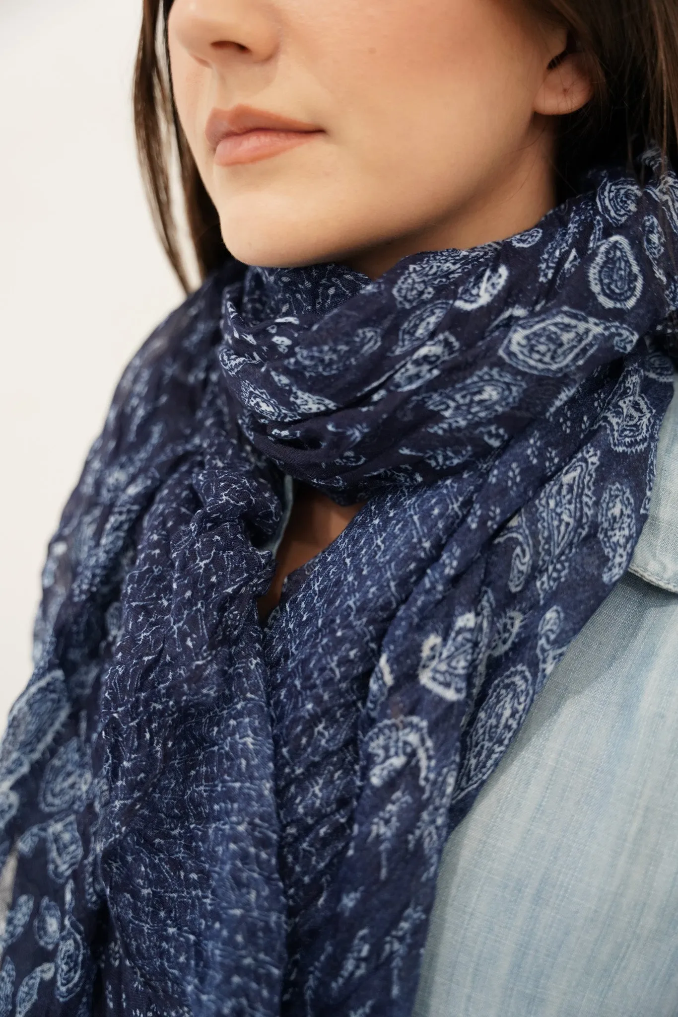 Navy Paisley Scarf