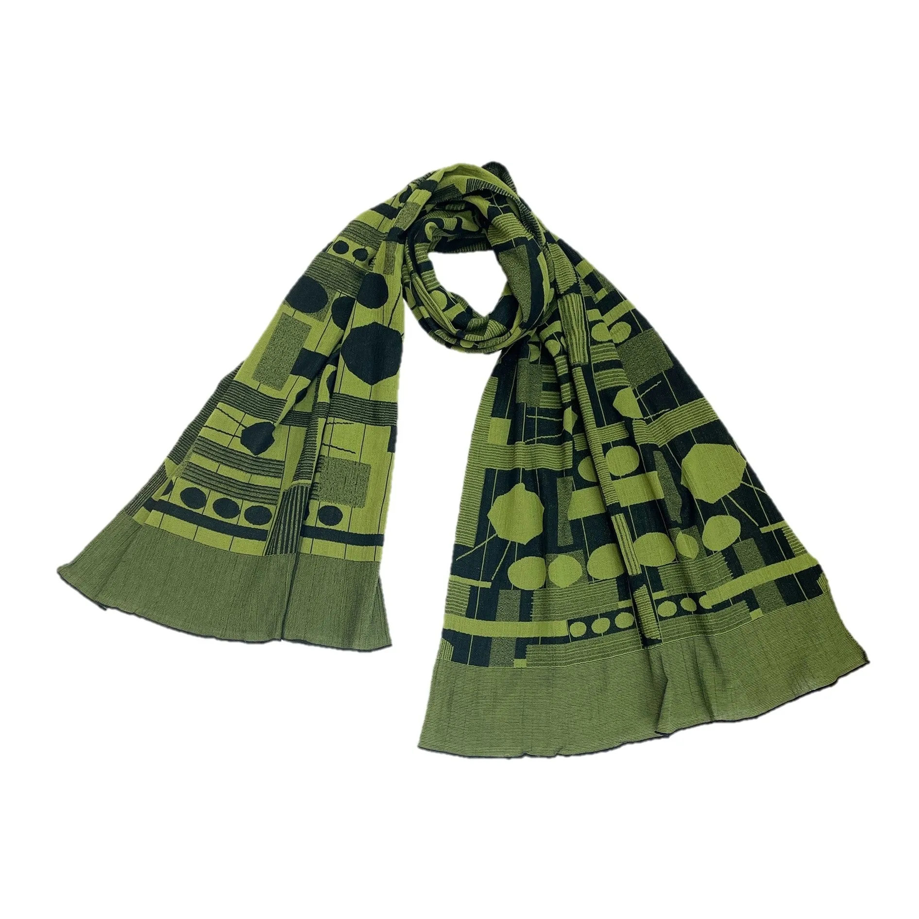 NUNO Oversized Scarf: "Kites" (Green/Black)