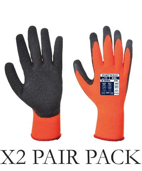 Portwest Thermal Grip Site Gloves TWIN PAIR PACK {PW071-TWIN}