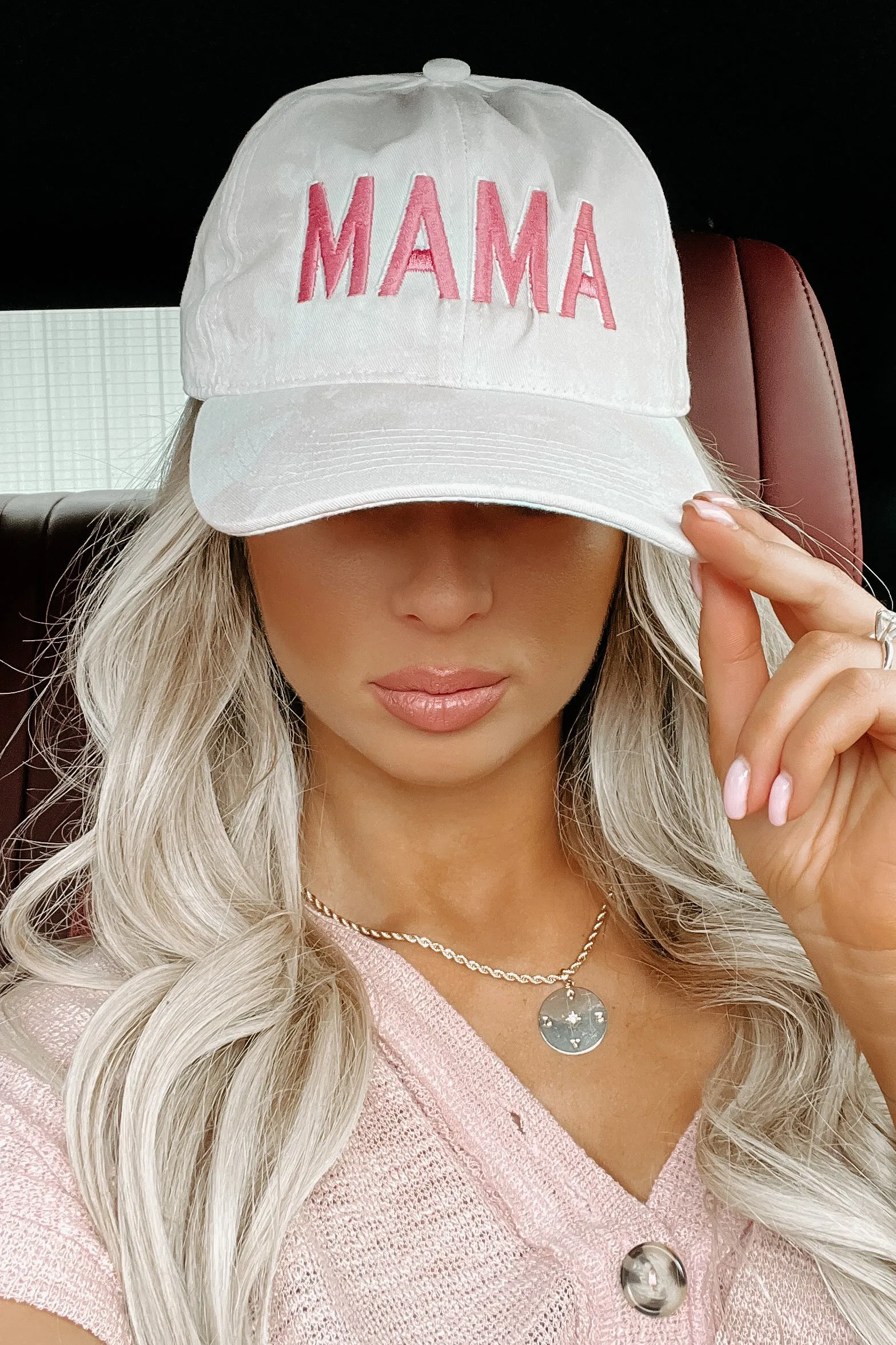 "Mama" Embroidered Tie-Dye Baseball Cap (Tie Dye Pink)