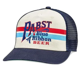 "Pabst Blue Ribbon Beer" Mesh Trucker Cap (Navy/White)