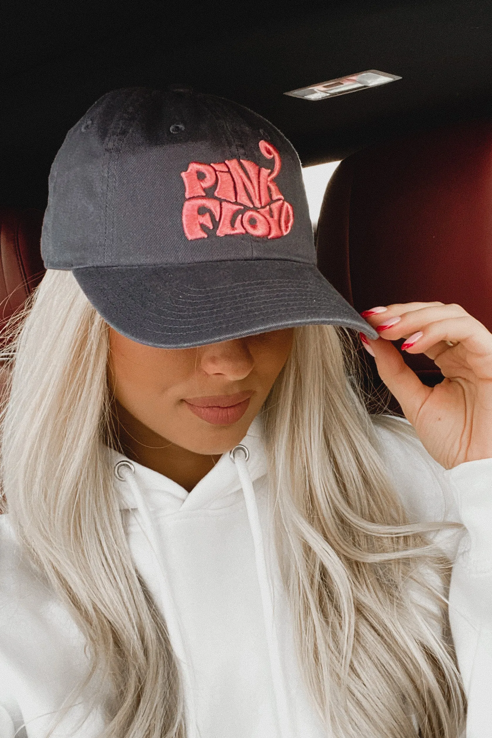 "Pink Floyd" Embroidered Ball Cap (Navy/Pink)