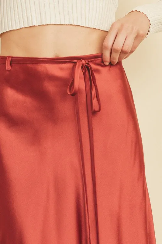 Satin Flair Midi Skirt