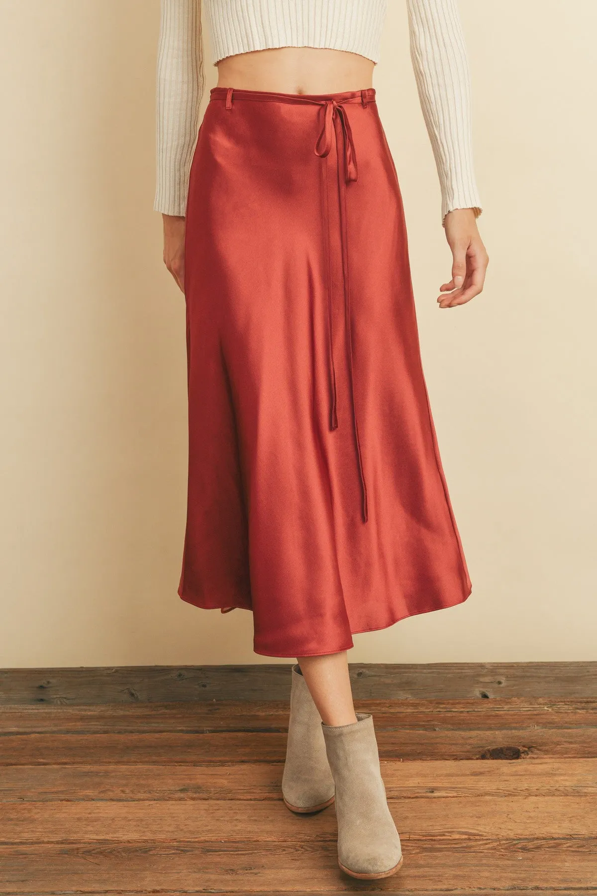 Satin Flair Midi Skirt