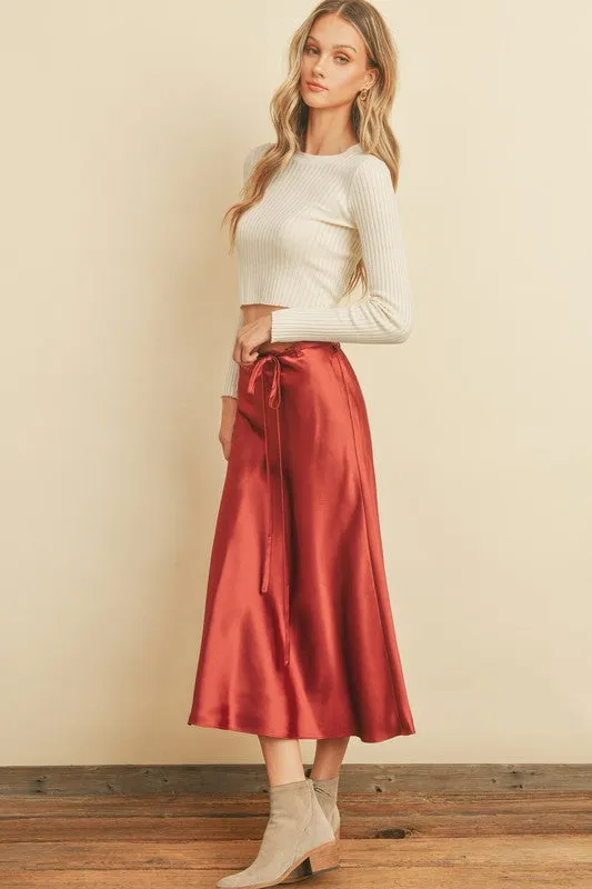 Satin Flair Midi Skirt