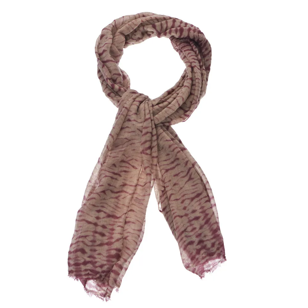 Shibori Lines Pashmina - Taupe/Plum