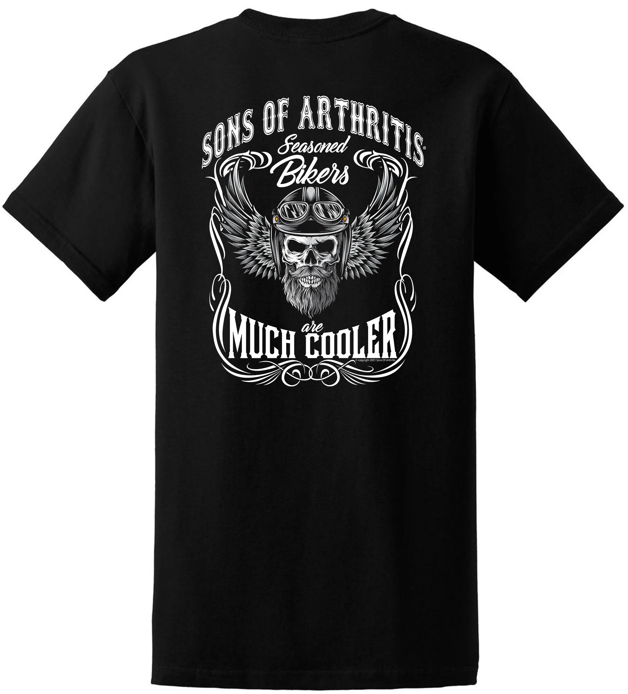 Sons of Arthritis Seasoned Biker Black Short Sleeve 100% Cotton Biker T-shirt