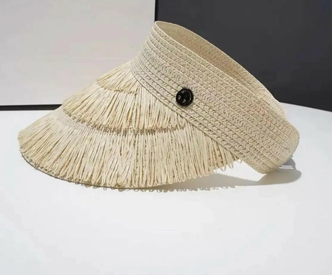 Straw Tassel Visor Hat: Sun Protection with Style