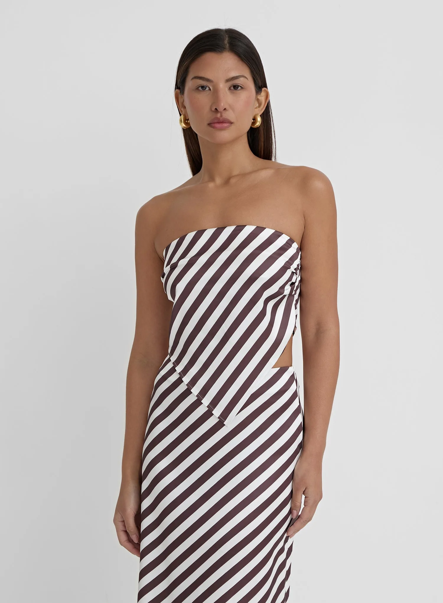 Striped Satin Bandeau Top- Mutya