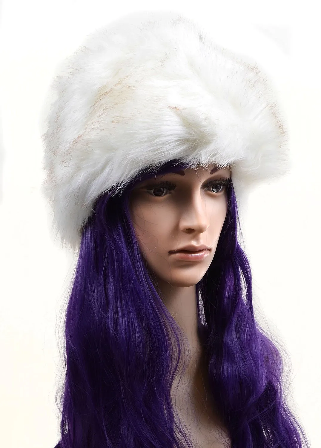 Super Furry Vegan Black or Ivory Vintage Style Pillbox Winter Hat