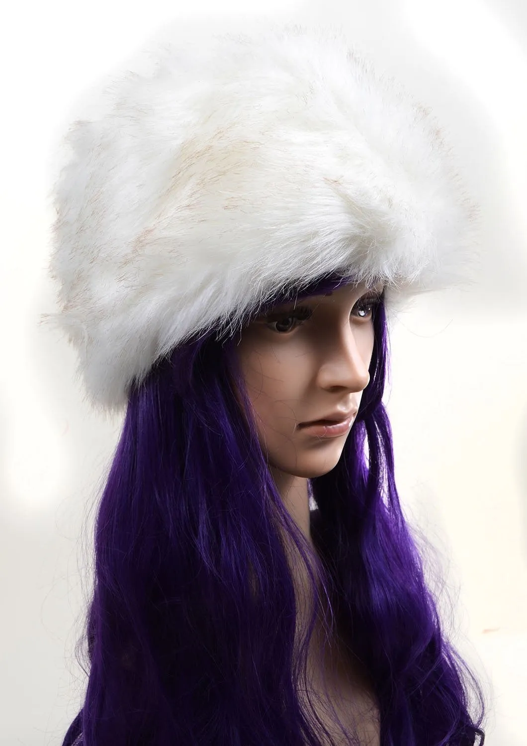 Super Furry Vegan Black or Ivory Vintage Style Pillbox Winter Hat