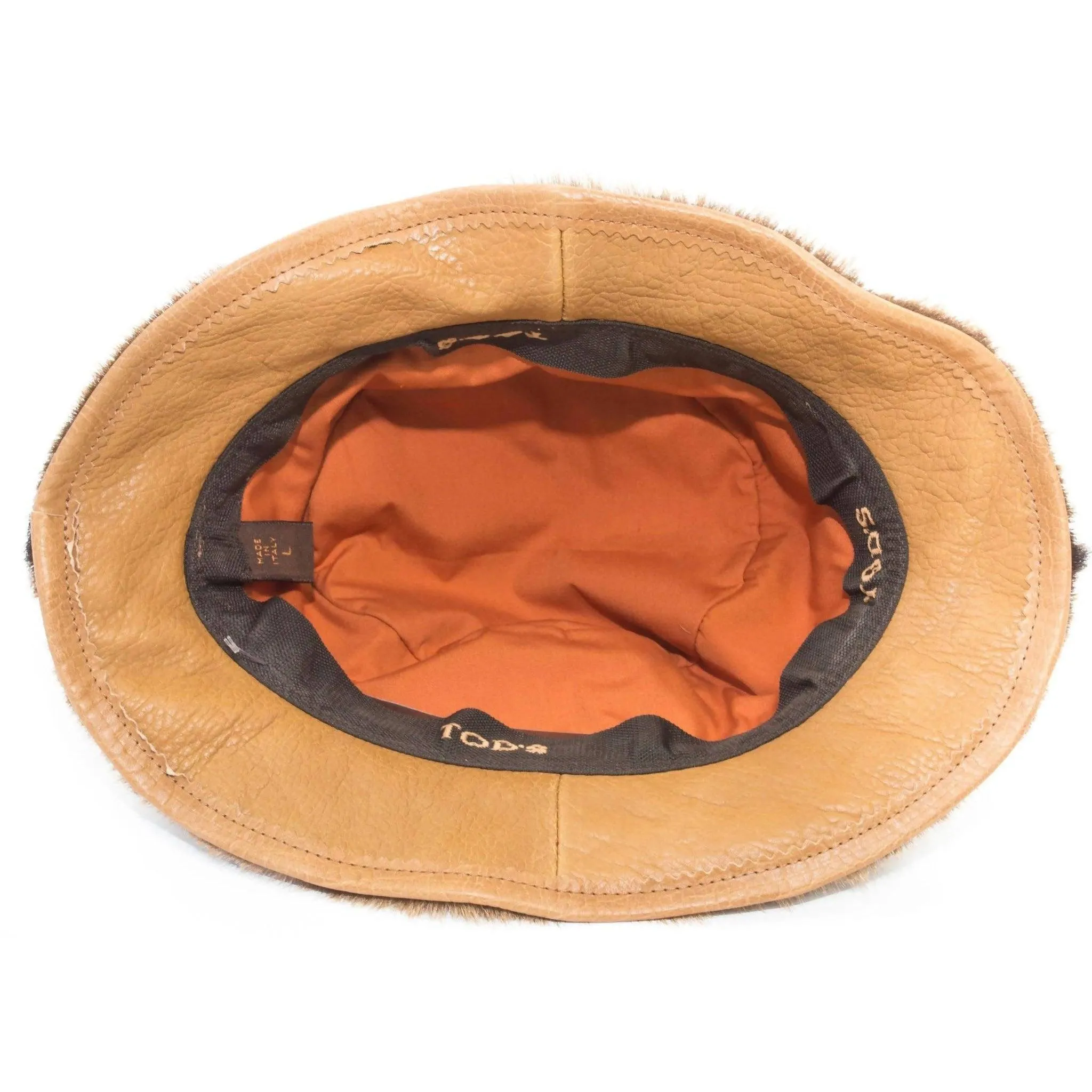 TOD'S Orange Goat Fur Bucket Hat | Size L