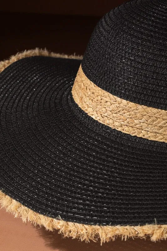 Two-Tone Straw Floppy Hat