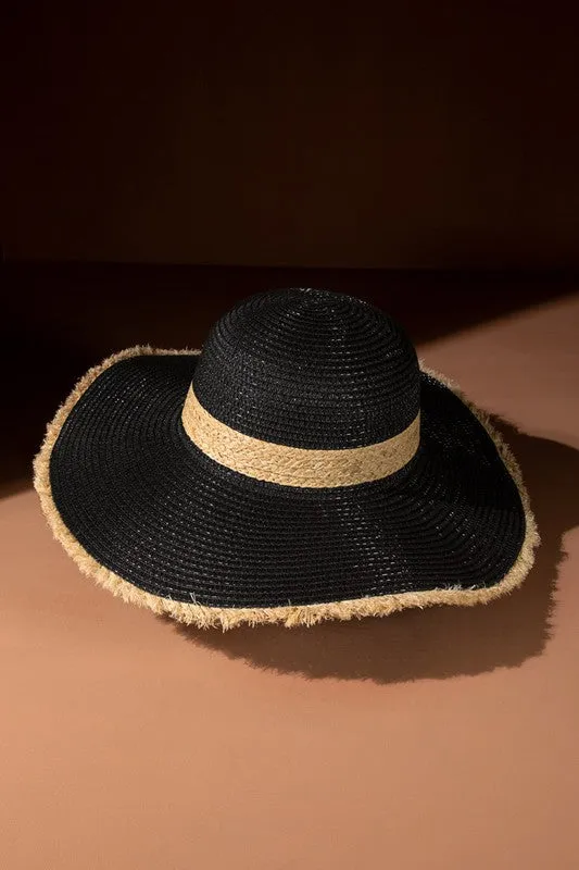 Two-Tone Straw Floppy Hat