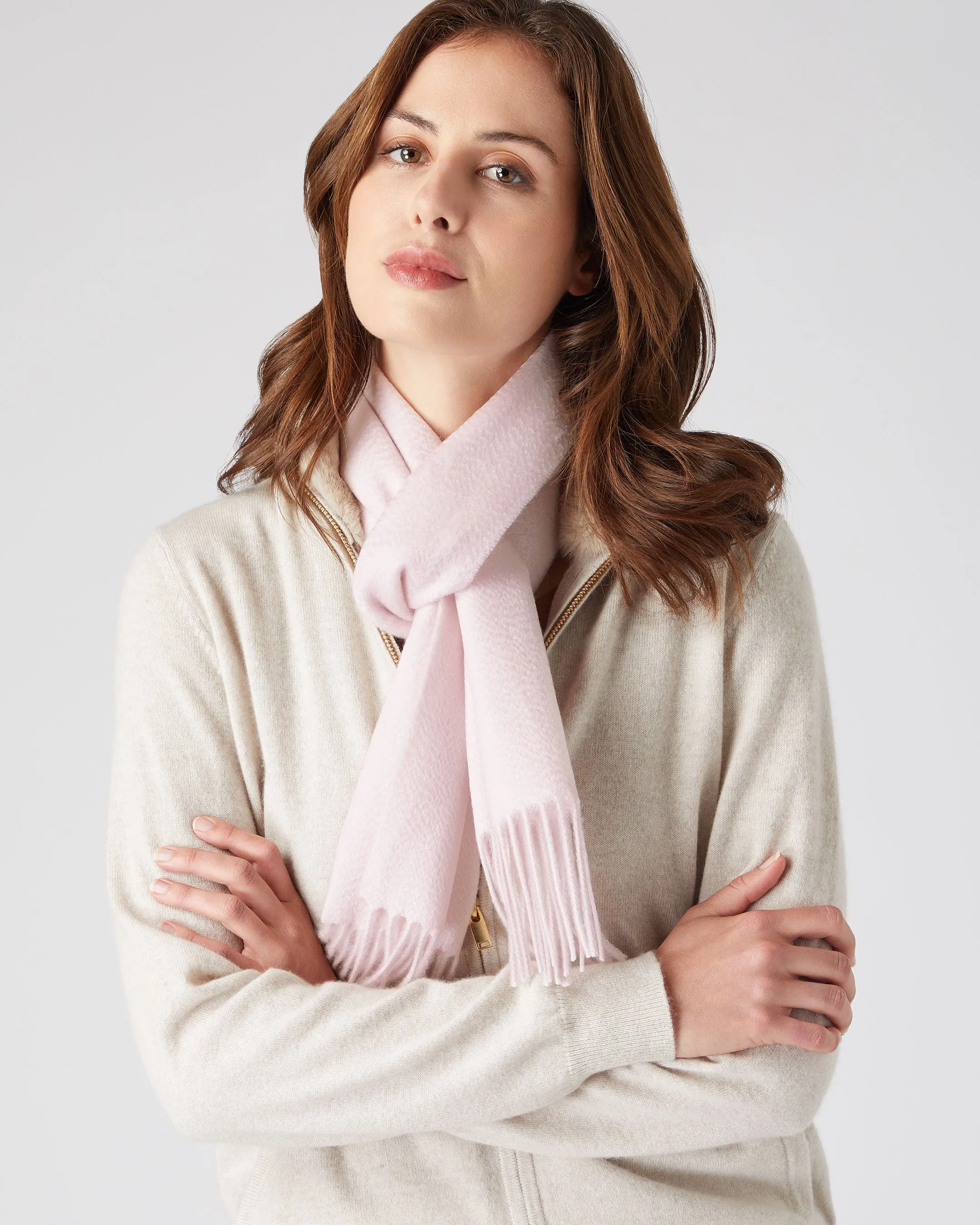 Unisex Woven Cashmere Scarf Quartz Pink