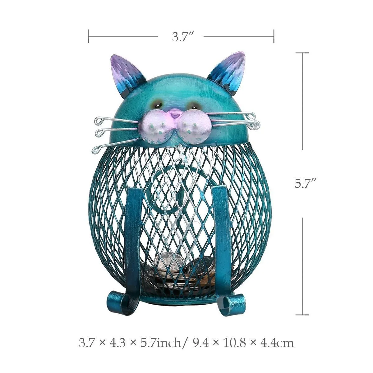 Whiskered Metal Cat Coin Bank