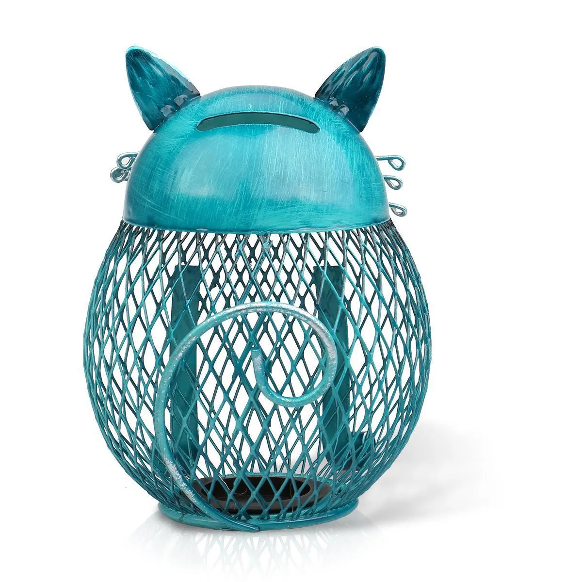 Whiskered Metal Cat Coin Bank