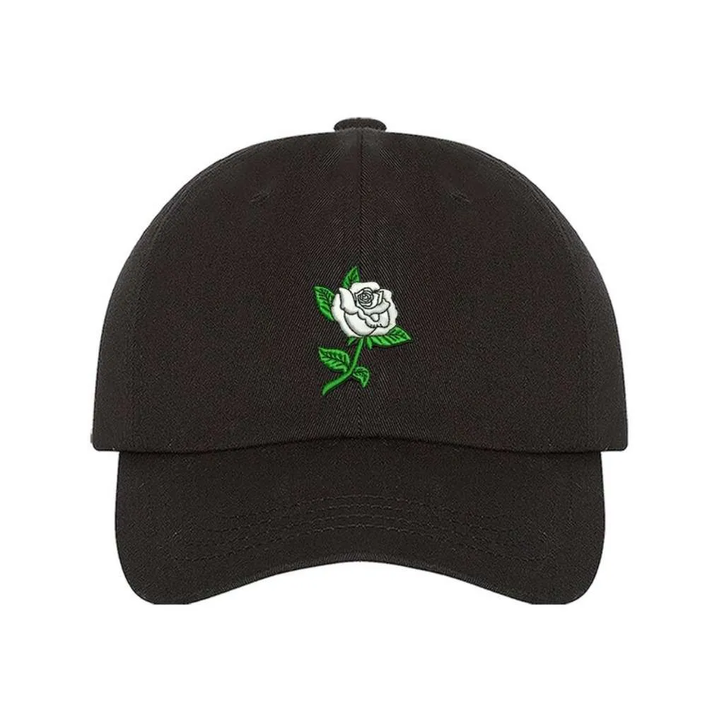 White Rose Baseball Hat - Spring Flower Hats