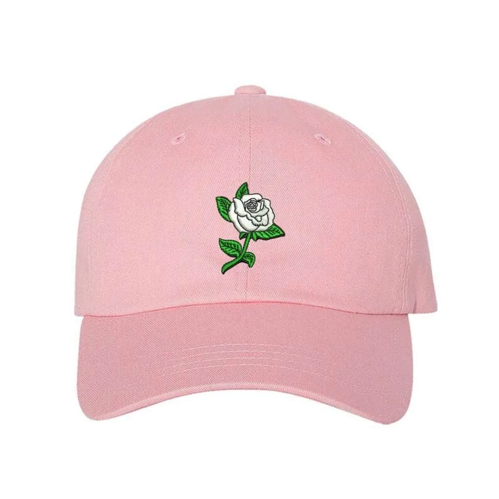 White Rose Baseball Hat - Spring Flower Hats