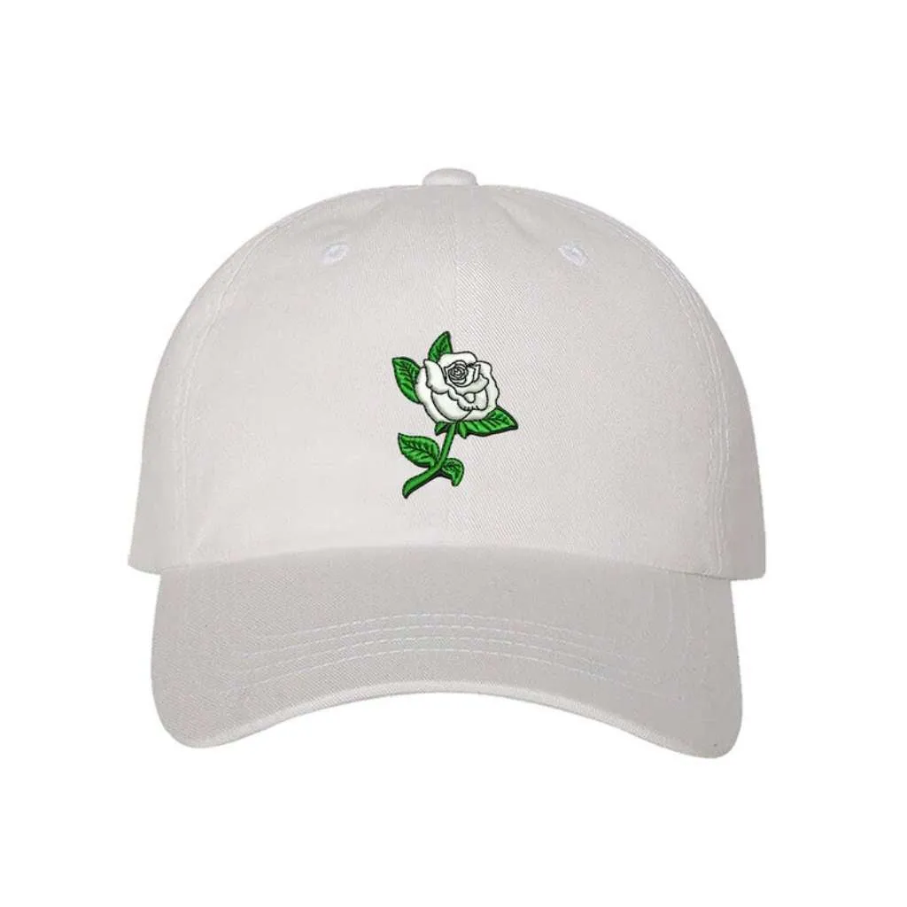 White Rose Baseball Hat - Spring Flower Hats